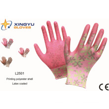 Printing Polyestershell Latex Coated Crinkle Finish Safety Work Glove (L2501)